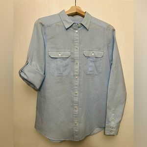 Express Portofino Top - Light Blue - Linen Blend